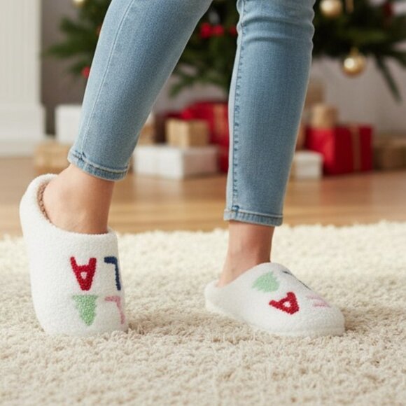 Maurices Cream Fuzzy Slippers - Picture 1 of 8